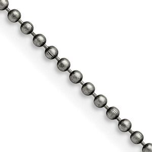 2mm Stainless Steel Antiqued Ball Chain Necklace, 30 Inch
